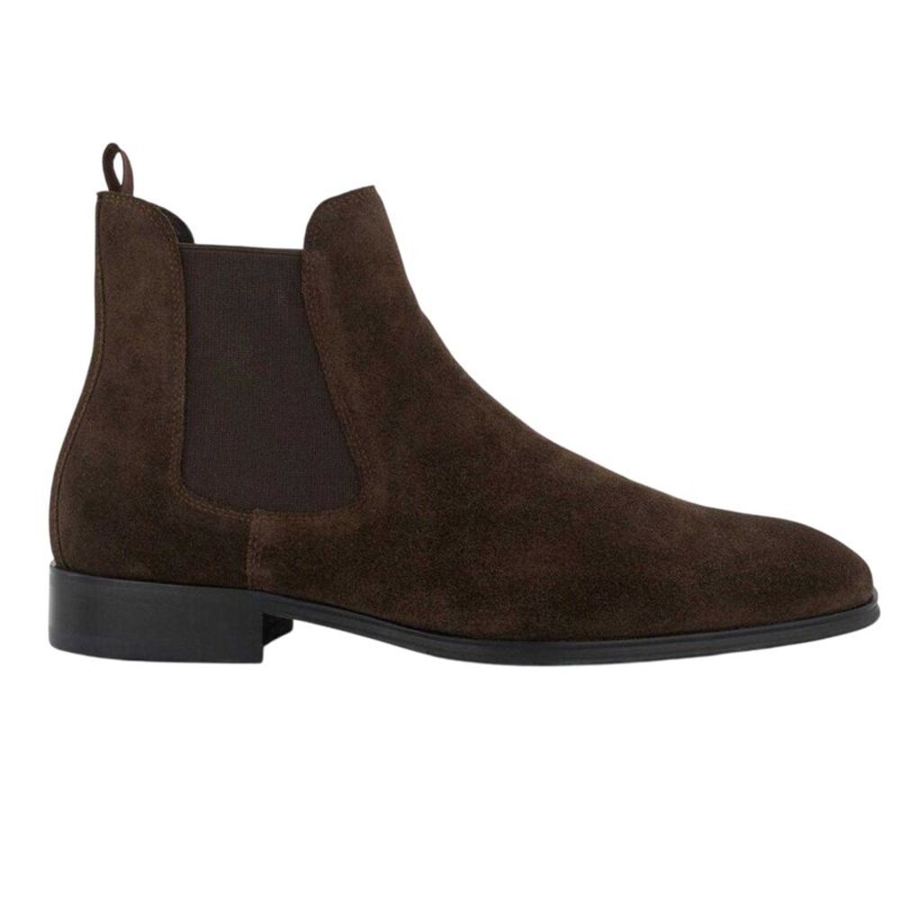 Dune London Mens Lo Mandatory Suede Chelsea Boots / Dark Brown